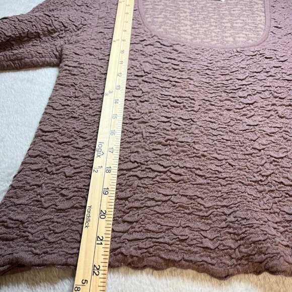 Natural Life Danielle Womens Textured Square Neck Top Sz XL Mauve Stretchy Knit - Picture 6 of 8
